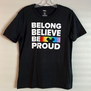 Disney PRIDE COMMUNITY T-Shirt BELONG Believe BE PROUD Rainbow Mickey Mouse Tee